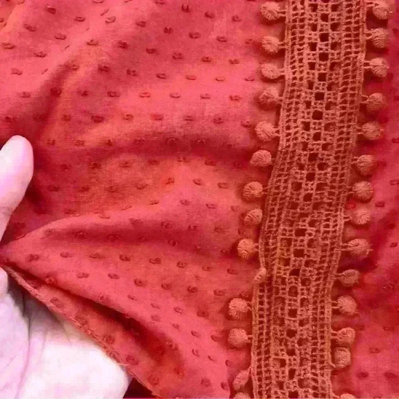 J Crew Boho Cottagecore Cherry Red Textured  Lace High Waisted Mini A Line Skirt - Picture 6 of 10
